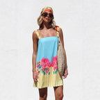 Suspender Skirt Positioning Printing A Swing Mini Suspender Dress for Women Zemy