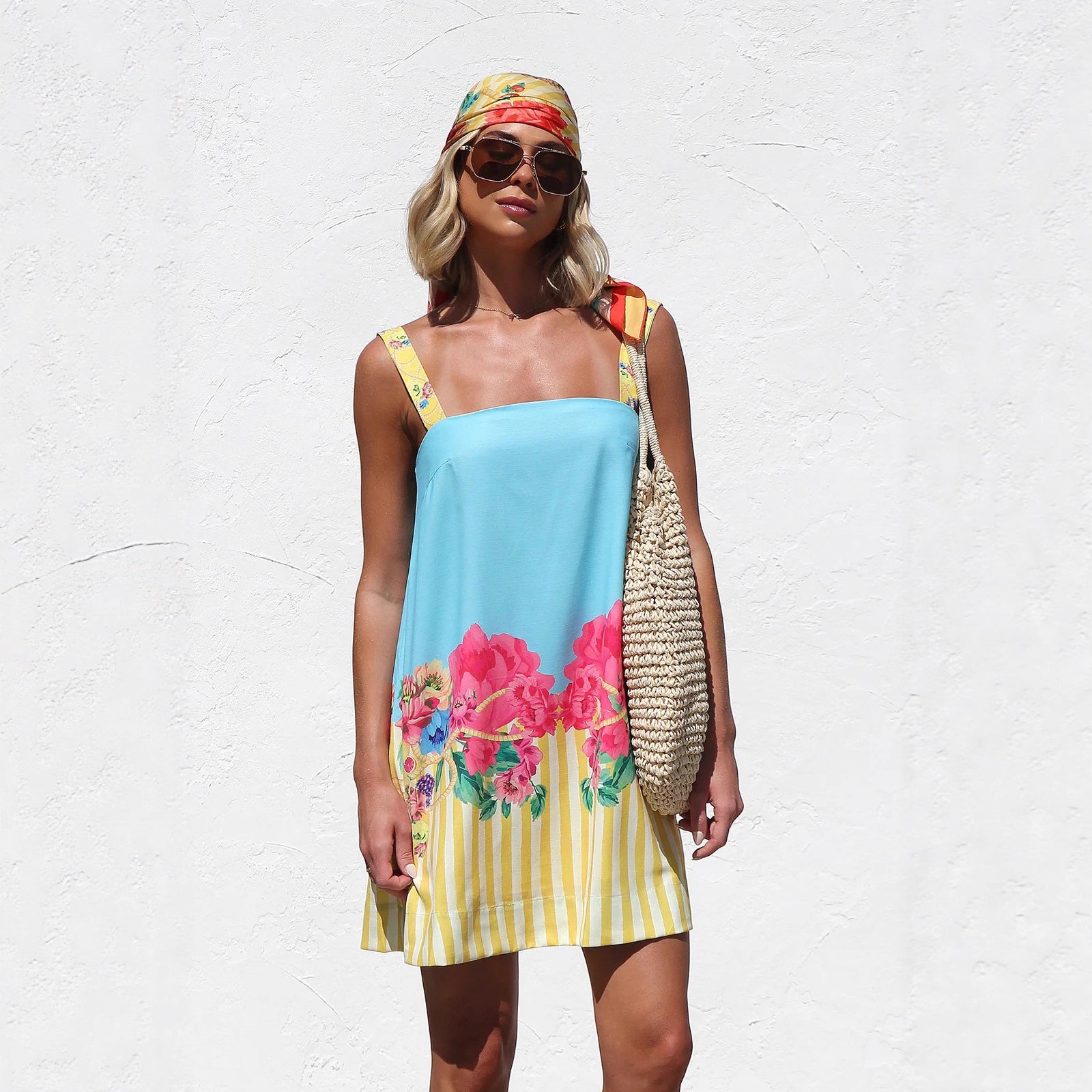 Suspender Skirt Positioning Printing A Swing Mini Suspender Dress for Women Zemy