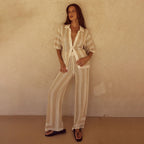 Solid Color Sexy Knitted Beach Bikini Swimsuit Blouse Sun Two Piece Sets Women Mangar
