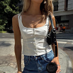 Women Clothing Summer Sexy Strap Button Vest CKK