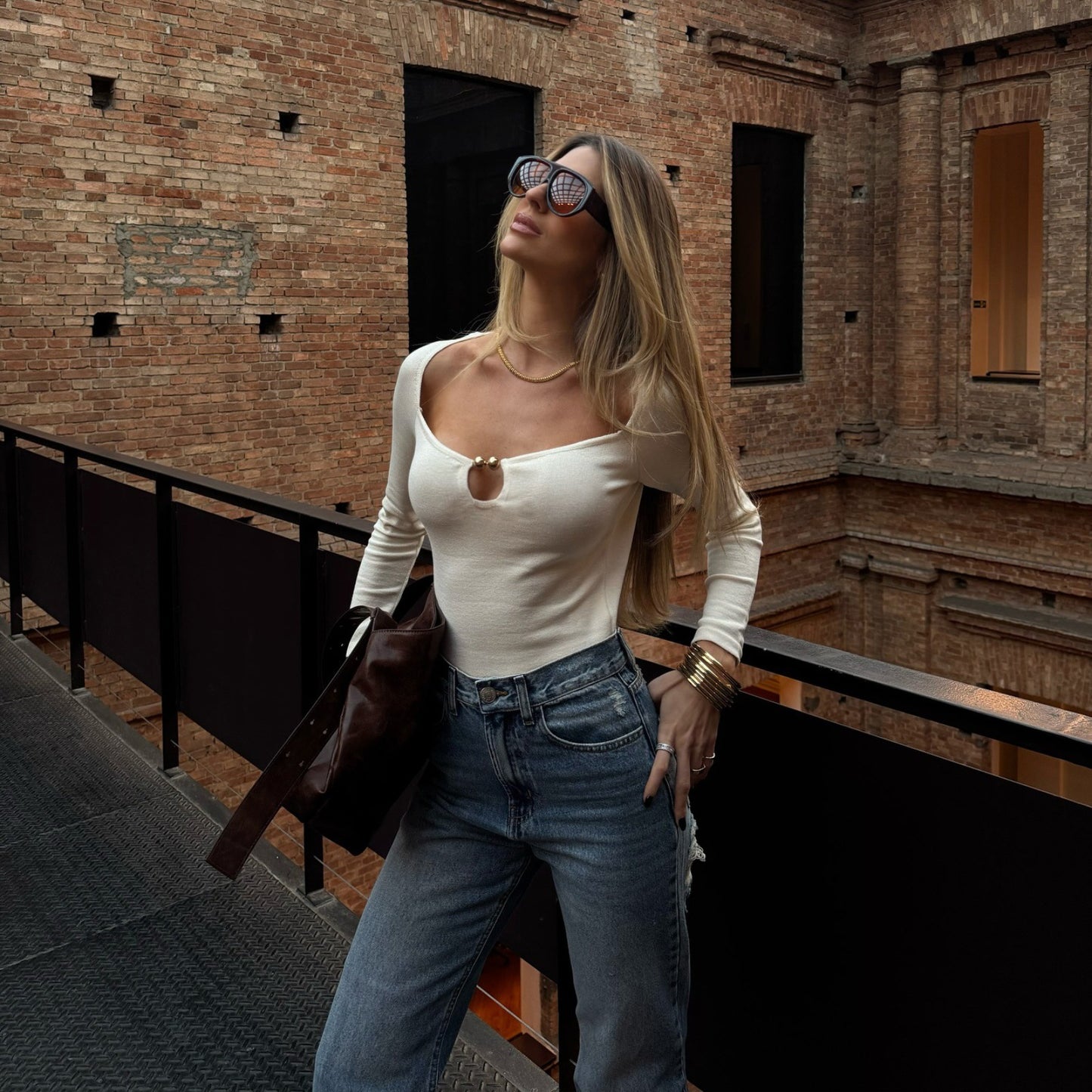 Women Clothing Autumn Elegant Street Sexy Beaded Slim Fit Long Sleeved Knitted Top for Women