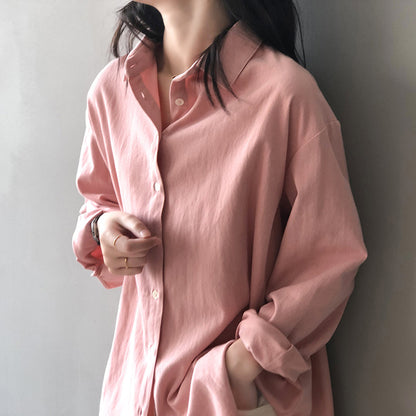 Camisa sencilla y elegante para mujer, camisa informal holgada de primavera