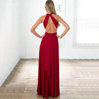 Women Clothing Summer Multi Tied Maxi Dress Halter Red Strap Dress Yiskiss
