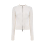 Manteau d'automne-hiver à col montant, coupe ajustée, manches longues, cardigan à double fermeture éclair, manteau en maille thermique pour femme