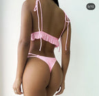 Traje de baño de una pieza sin espalda sexy bikini de color sólido traje de baño bikini de mujer
