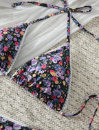 French Floral Sexy Lace up Bikini Swimsuit CSC