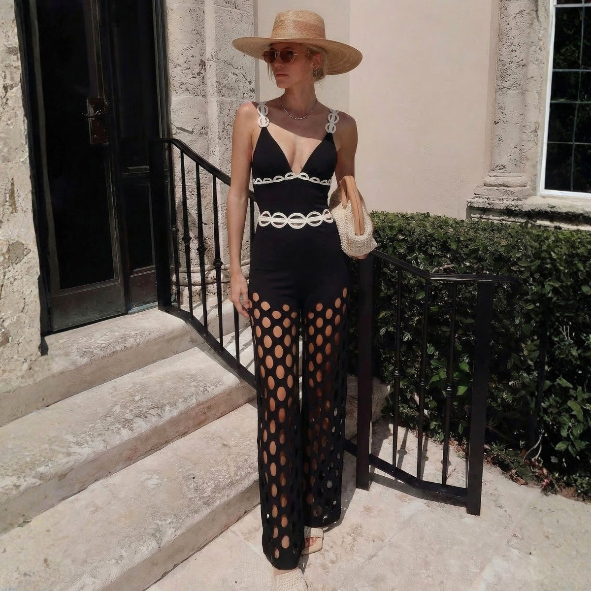 Swimsuit Black Niche High Grade Hollow Out Cutout Beach Pants One Piece Swimsuit Set Women ShineRealm