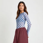 Simple Dot Mesh See through Niche Slim Fit Long Sleeve round Neck Top Bottoming Shirt Women Clothing Splendor