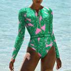 Traje de baño de una pieza estampado para mujer, traje de surf adelgazante para vacaciones