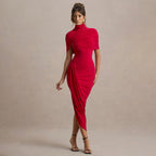 Elegant Slim Pleated Dress Sexy Backless Sheath Women Dress
