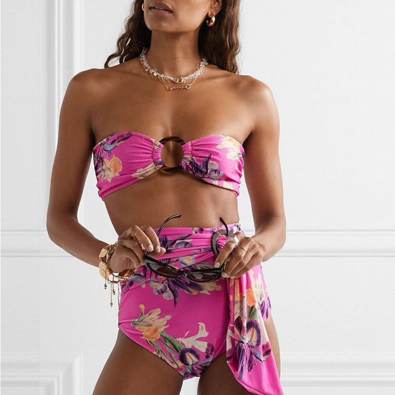 Split Bikini Printed Lace up Sexy Swimsuit Women Split ShineRealm