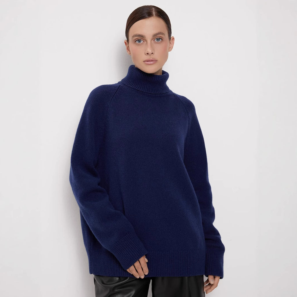 Pull en laine à col roulé pour l'automne et l'hiver, ample et chaud, en maille pour femme