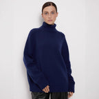 Pull en laine à col roulé pour l'automne et l'hiver, ample et chaud, en maille pour femme
