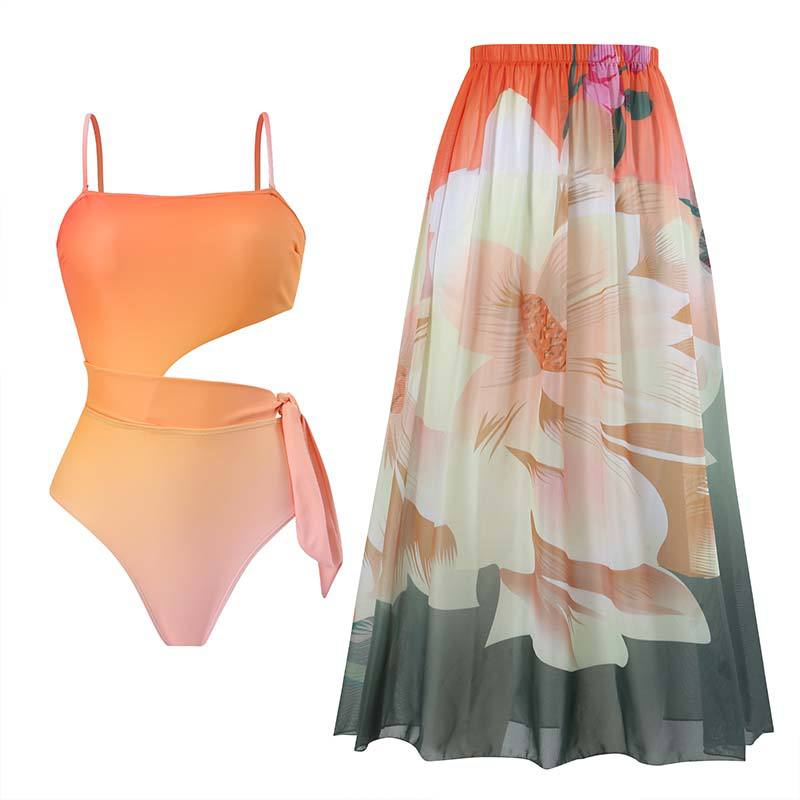 Traje de baño de una pieza para mujer, ajustado, adelgazante, retro, con lazo, de gasa