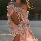 Sexy Floral Lace up Beach Skirt Set Arrival Lace Dress