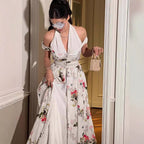 Spring Summer Women Clothing Chiffon Floral Print Casual Dress RMAI