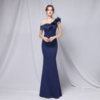 Vestido de noche con hombros descubiertos para banquete, maxivestido de fiesta largo, elegante, ajustado, sexy, con cola de pez, vestido formal