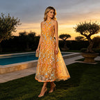 Seaside Vacation Maxi Dress Summer Embroidered Halter Light Luxury High Grade Slim Dress Women Sailfish