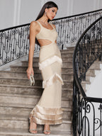Celebrity Women Knitted Sling Bandage One Piece Dress Cascading Tassel Design Cropped Outfit Sexy Dress Girlsdy