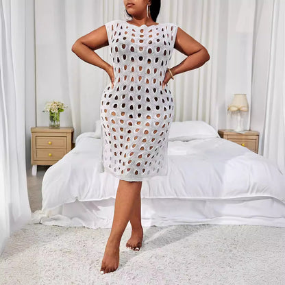 Suéter de verano, blusa de lana con agujeros y recortes, ropa de mujer sin mangas, prendas de punto personalizadas