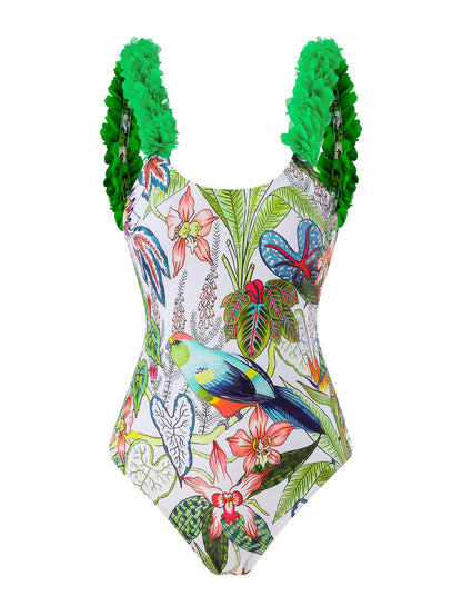 Green Flower Separate Jumpsuit