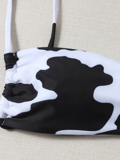 Bikini con estampado de vaca, bikini sexy para mujer, traje de baño dividido sencillo