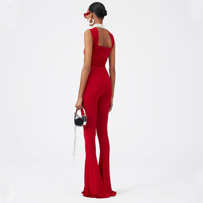 Sexy Hollow Out Cutout One Piece Swimsuit Women Red Rose Set