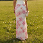 Summer Women Sexy Slim Vacation Mesh Floral Fishtail Skirt George