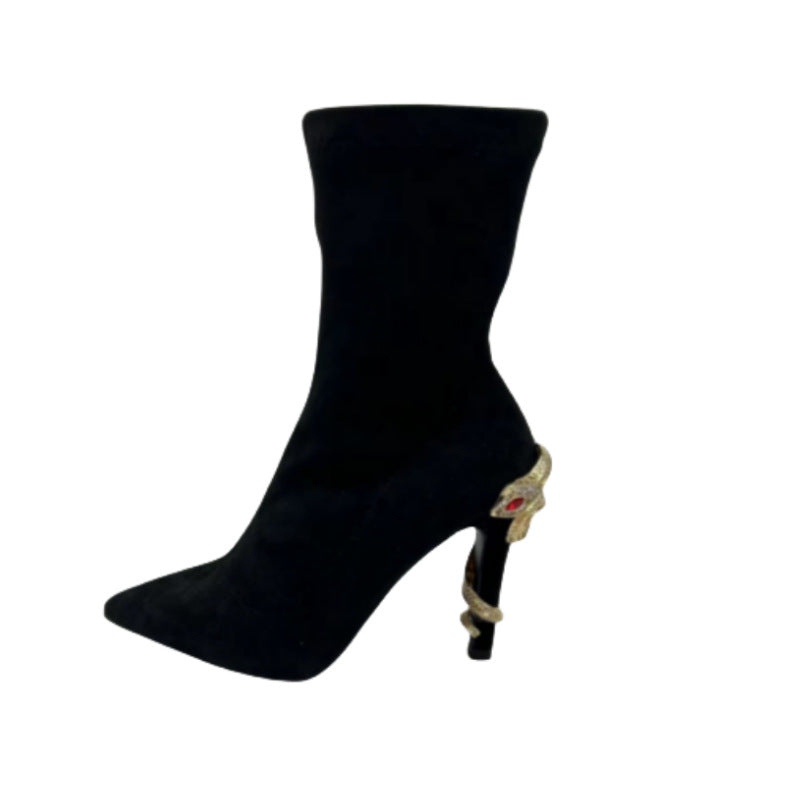 Autumn Winter Black Skinny Boots Stiletto Heel Elastic Socks Boots Sexy Pointed Ankle Boots MerryHue
