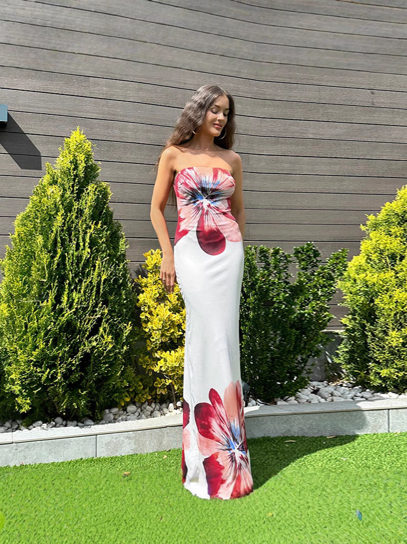 Vestido tubo con estampado floral para mujer, elegante vestido ajustado de verano