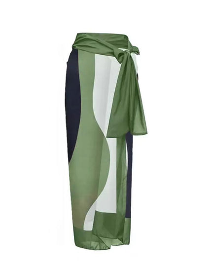 Traje de baño de una pieza para mujer, con protector solar, falda de gasa, para vacaciones en la playa, traje de baño de primavera.