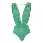 Cyan V-neck Swimsuit
