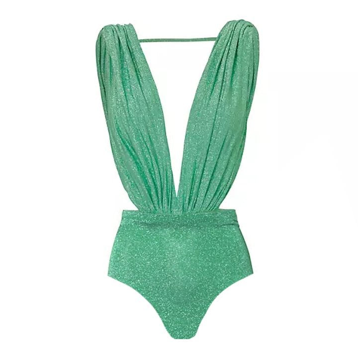 Cyan V-neck Swimsuit