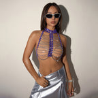 Sexy Body Cha Nightclub Beach Bikini Chest Necklace Rhinestone Accessories Women Hadid