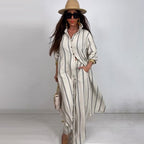 Summer Elegant Sexy V neck Top Printed Wide Leg Pants Two Piece Set