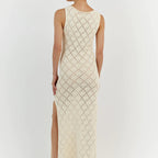 Women Clothing Sexy See through Crocheted Hollow Out Cutout Knitted Long Dress Japear