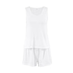 Spring Knitted Sunken Stripe Ladies Homewear Vest Shorts Two Piece Set Casual Soft Simple Pajamas
