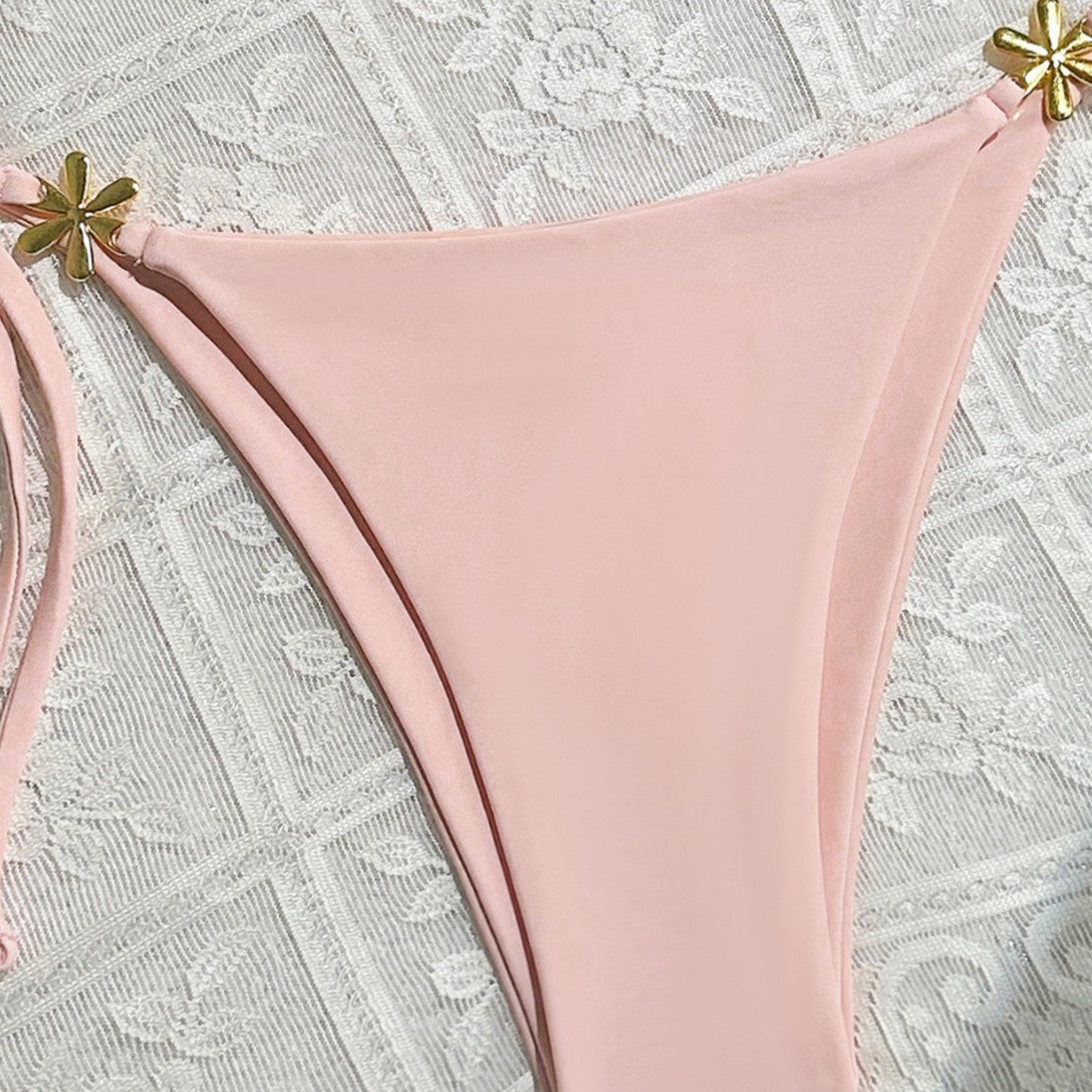 Sexy Exposed Back Women Summer Beach Solid Color Bikini OLam