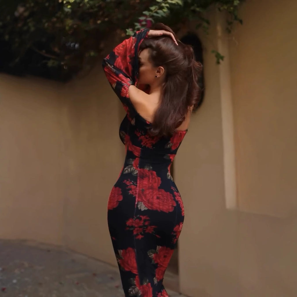 Vestidos ajustados con hombros descubiertos y estampado floral Tea Break para mujer