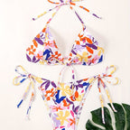 Women Clothing Big Floral Print Halter Sexy Push up Swimsuit Women Bikini MagicSwing