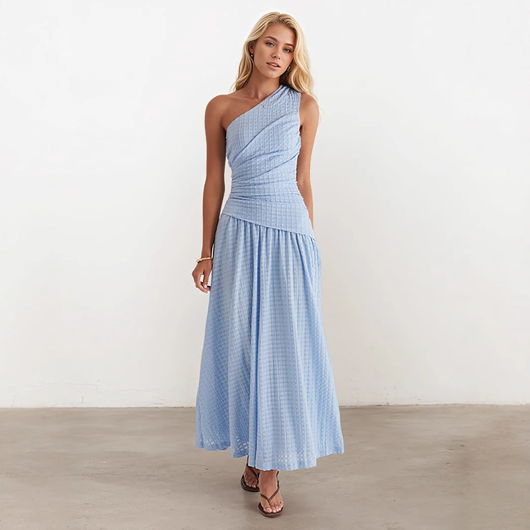 Summer Women Dress Long Skirt Solid Color Slim Fit High Grade Sleeveless Single Room Dress Slim Fit Women Clothing Rogan