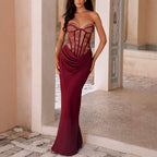 Spring Summer Sleeveless Stitching Tied Dress Casual Party Women Dress Oyrina
