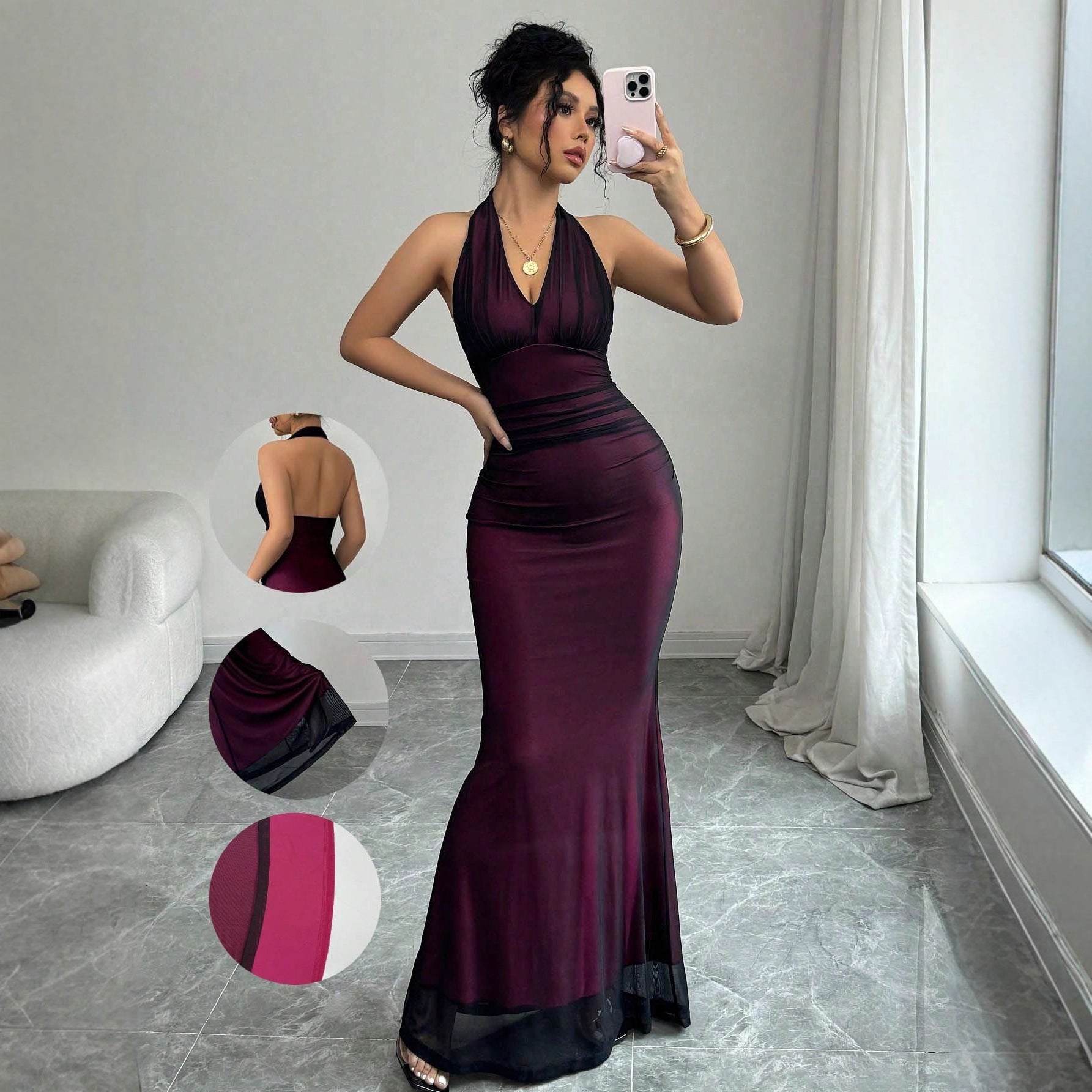 Women Clothing Summer Sexy Halter Mesh Sexy Sleeveless Dress WensDiva