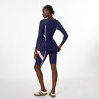 Traje de baño para mujer, estilo siamés, conservador, de manga larga, con protección solar, especial para museos de primavera.
