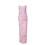 Robe longue à bretelles en maille à imprimé floral et col dénudé pour femme, vêtement d'été sexy et épicé