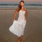 Women Clothing Spring Summer Lace Transparent Sexy Sling Dress Women Dress High-Grade Beach Party Sexy SaturdayNight