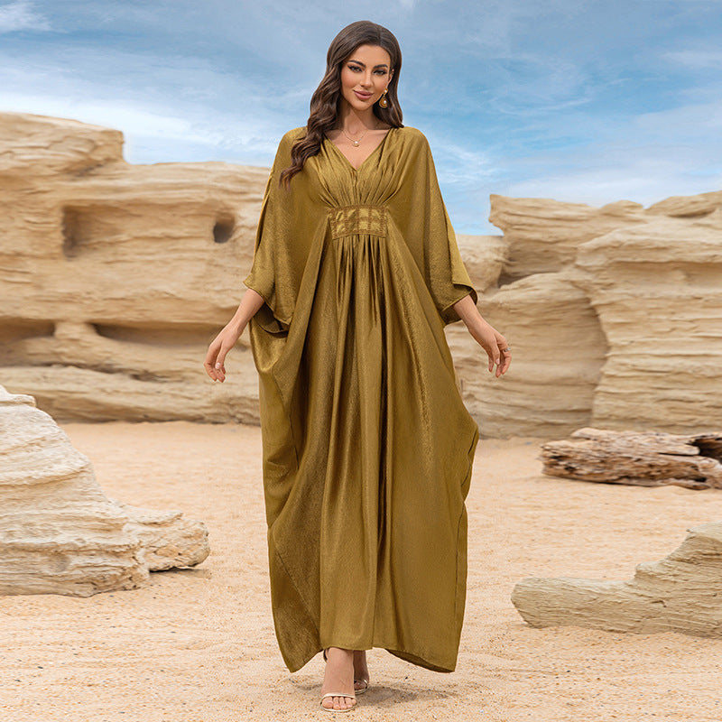 Golden Beach Coat Dress Loose Gorgeous Dress Swimsuit Outwear Blouse Sun Protection Shirt EvenStar