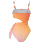 Traje de baño de una pieza para mujer, ajustado, adelgazante, retro, con lazo, de gasa