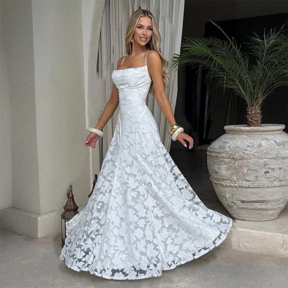 Summer Women Clothing Sexy Strap Chiffon Elegant Backless Evening Dress JULISSA