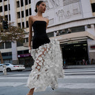 Spring Summer Black White Tube Top Dress Three Dimensional Floral Pettiskirt Dinner Wedding Dress Host Dress Sight